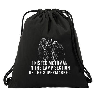 Mothman Cryptid I Kissed Mothman In The Lamp Section Drawstring Bag