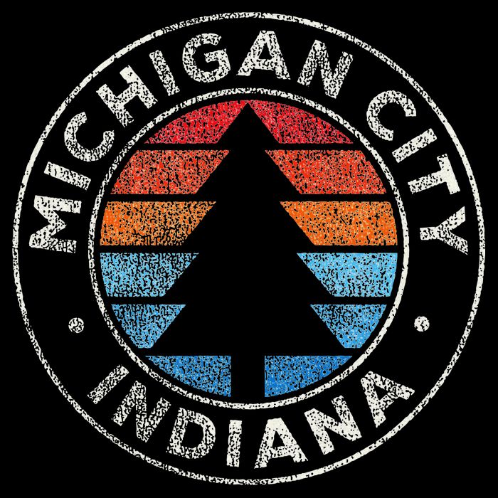 Michigan City Indiana In Vintage Graphic Retro 70s Sweatshirt