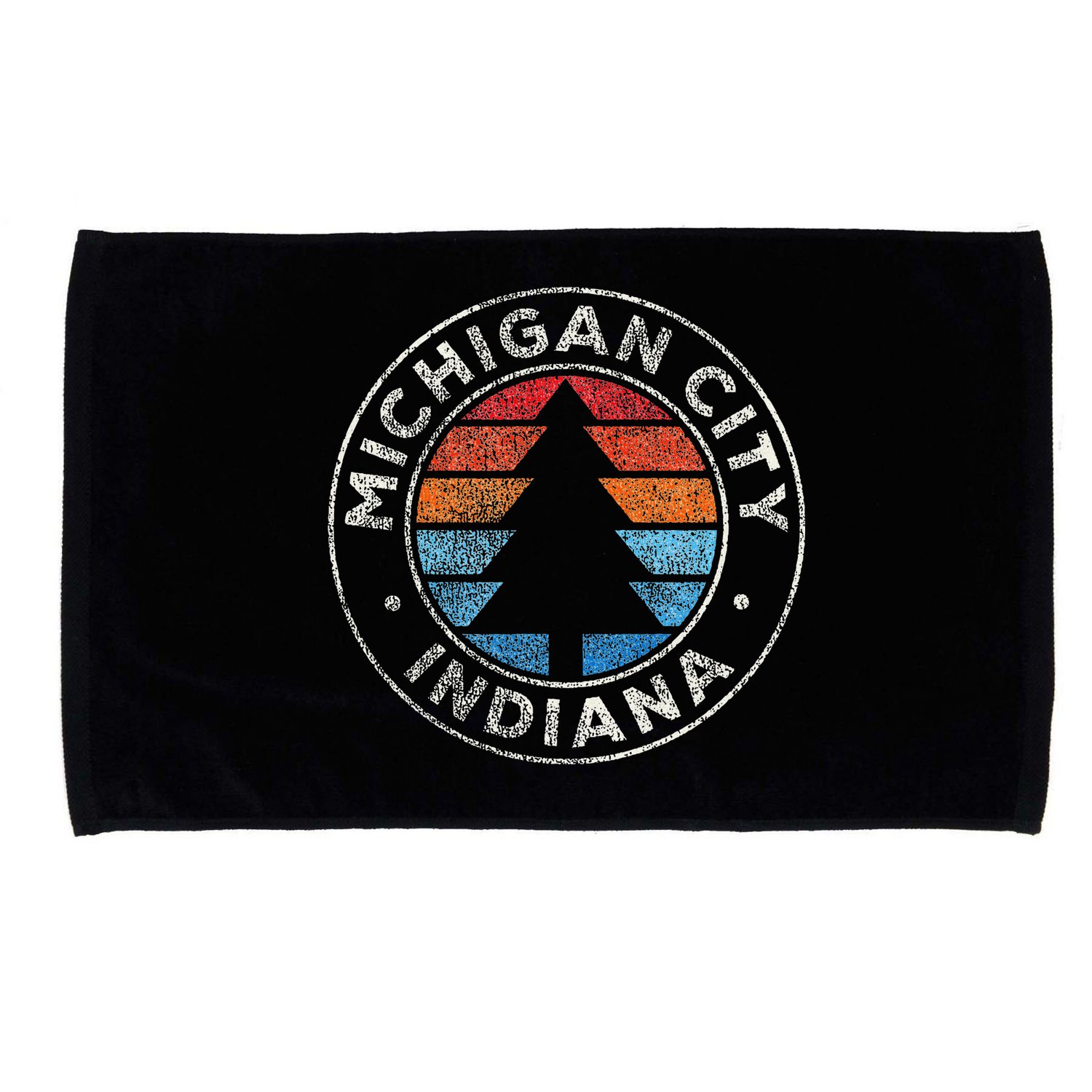 Michigan City Indiana In Vintage Graphic Retro 70s Microfiber Hand Towel