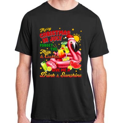 Merry Christmas In July Drink And Sunshine Flamingo Adult ChromaSoft Performance T-Shirt