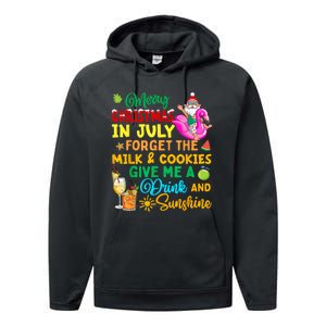 Merry Christmas In July Santa Beach Party Summer Vacation Performance Fleece Hoodie