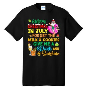 Merry Christmas In July Santa Beach Party Summer Vacation Tall T-Shirt