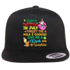 Merry Christmas In July Santa Beach Party Summer Vacation Flat Bill Trucker Hat