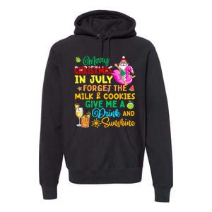 Merry Christmas In July Santa Beach Party Summer Vacation Premium Hoodie