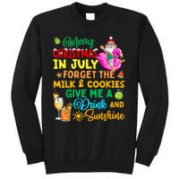 Merry Christmas In July Santa Beach Party Summer Vacation Tall Sweatshirt