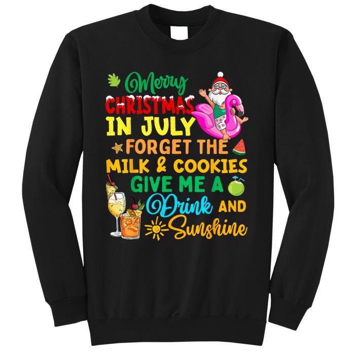 Merry Christmas In July Santa Beach Party Summer Vacation Tall Sweatshirt