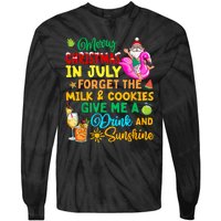 Merry Christmas In July Santa Beach Party Summer Vacation Tie-Dye Long Sleeve Shirt