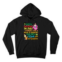 Merry Christmas In July Santa Beach Party Summer Vacation Tall Hoodie