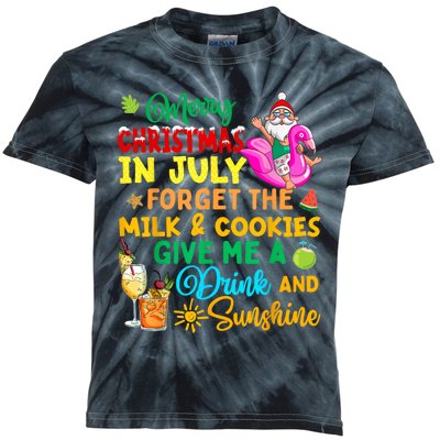 Merry Christmas In July Santa Beach Party Summer Vacation Kids Tie-Dye T-Shirt