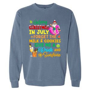 Merry Christmas In July Santa Beach Party Summer Vacation Garment-Dyed Sweatshirt