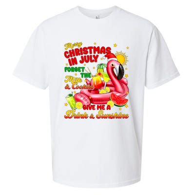 Merry Christmas In July Drink And Sunshine Flamingo Sueded Cloud Jersey T-Shirt