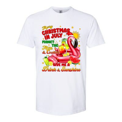 Merry Christmas In July Drink And Sunshine Flamingo Softstyle® CVC T-Shirt