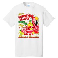 Merry Christmas In July Drink And Sunshine Flamingo Tall T-Shirt