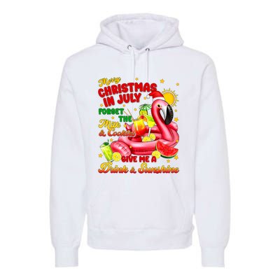 Merry Christmas In July Drink And Sunshine Flamingo Premium Hoodie