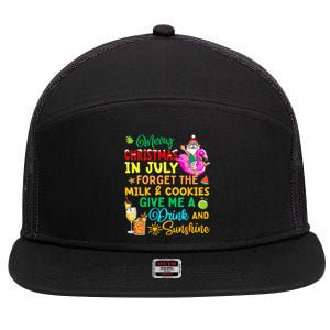 Merry Christmas In July Santa Beach Party Summer Vacation 7 Panel Mesh Trucker Snapback Hat