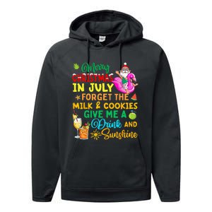 Merry Christmas In July Santa Beach Party Summer Vacation Performance Fleece Hoodie