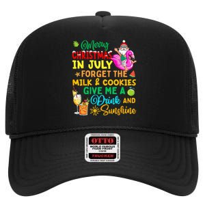 Merry Christmas In July Santa Beach Party Summer Vacation High Crown Mesh Back Trucker Hat