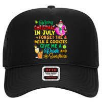 Merry Christmas In July Santa Beach Party Summer Vacation High Crown Mesh Back Trucker Hat