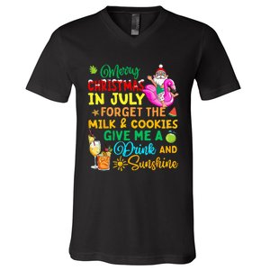 Merry Christmas In July Santa Beach Party Summer Vacation V-Neck T-Shirt