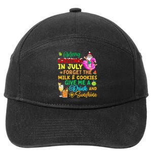 Merry Christmas In July Santa Beach Party Summer Vacation 7-Panel Snapback Hat