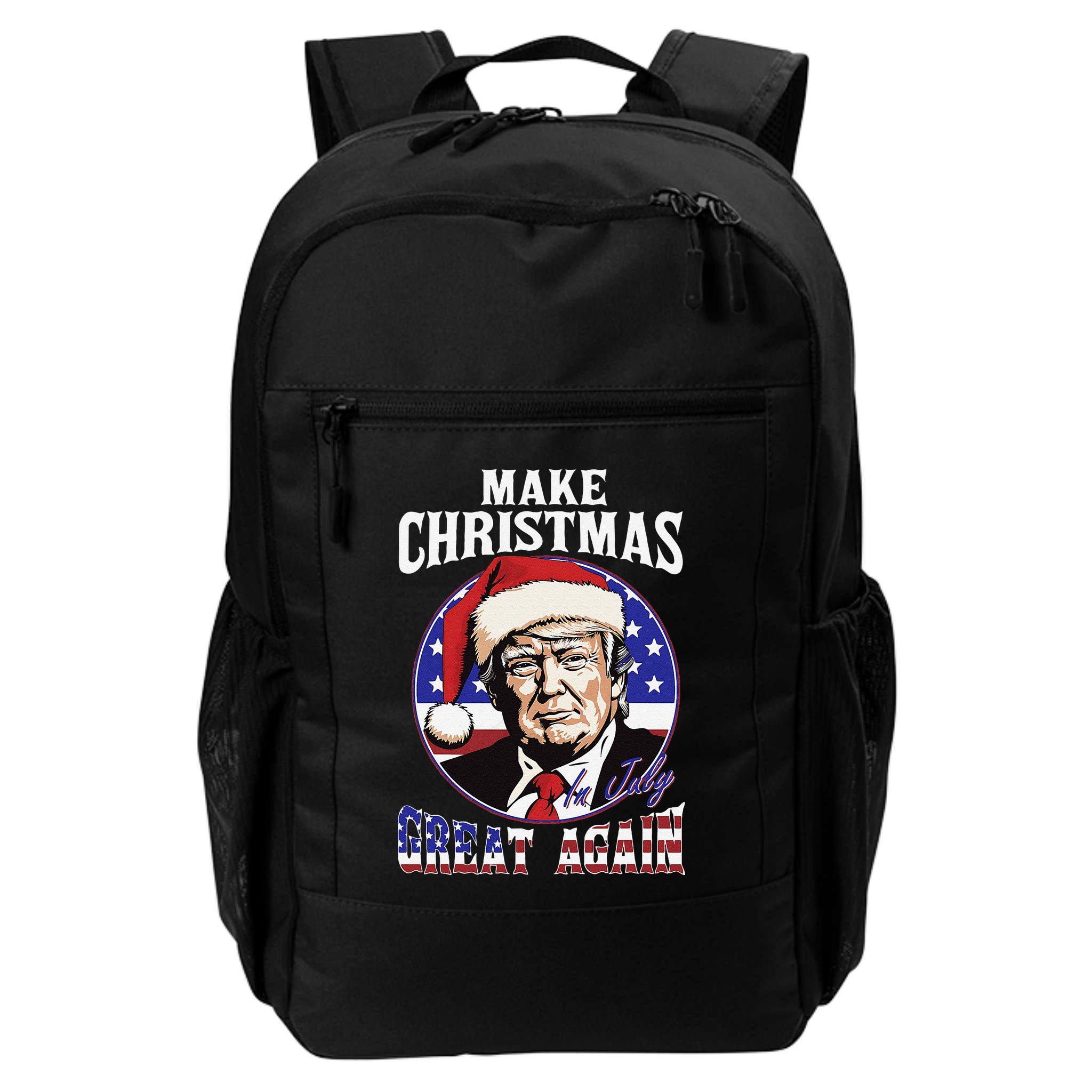 Make Christmas In July Great Again Trump 4th Of July Us Flag Backpack