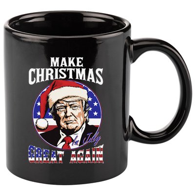 Make Christmas In July Great Again Trump 4th Of July Us Flag 11oz C Handle Ceramic Mug