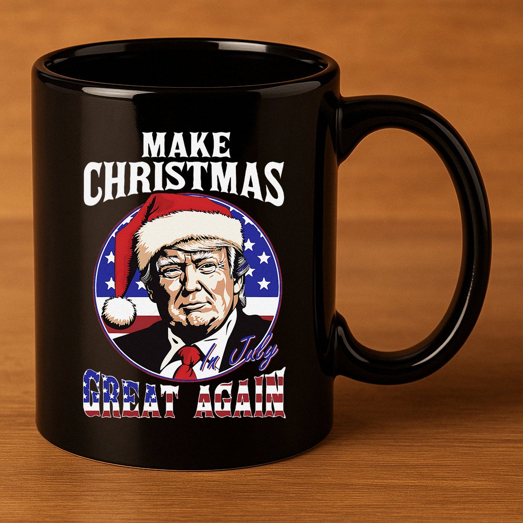 Make Christmas In July Great Again Trump 4th Of July Us Flag 11oz C Handle Ceramic Mug