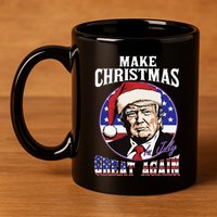 Make Christmas In July Great Again Trump 4th Of July Us Flag 11oz C Handle Ceramic Mug