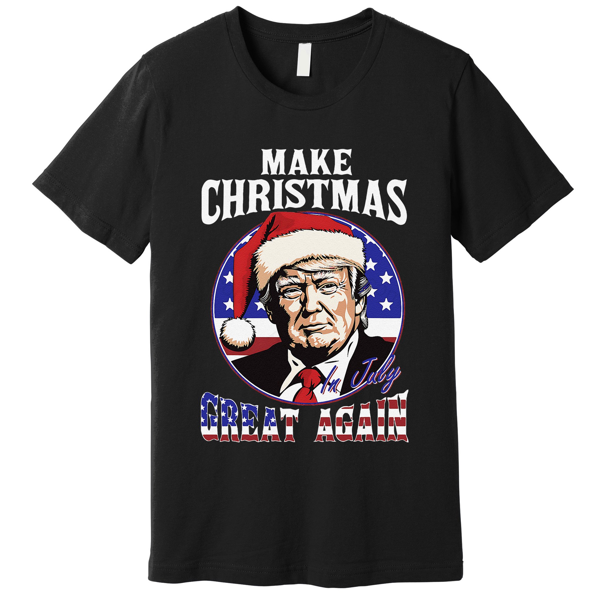 Make Christmas In July Great Again Trump 4th Of July Us Flag Premium T-Shirt