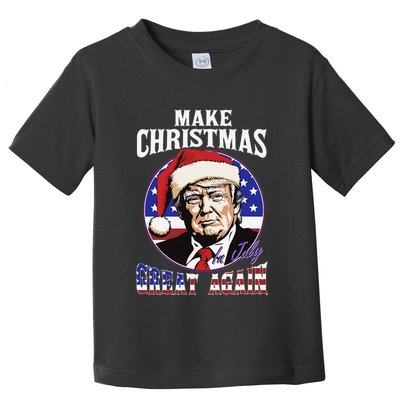 Make Christmas In July Great Again Trump 4th Of July Us Flag Toddler T-Shirt