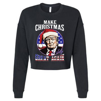 Make Christmas In July Great Again Trump 4th Of July Us Flag Cropped Pullover Crew