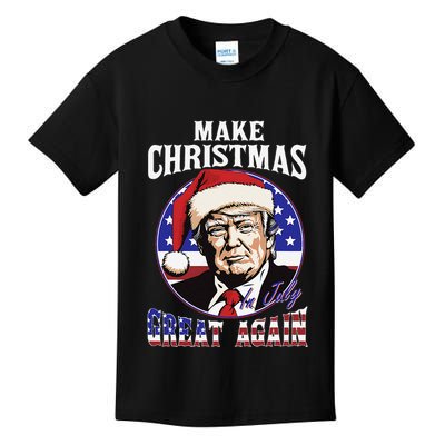 Make Christmas In July Great Again Trump 4th Of July Us Flag Kids T-Shirt