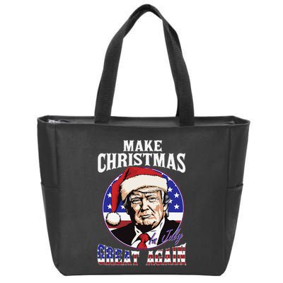 Make Christmas In July Great Again Trump 4th Of July Us Flag Zip Tote Bag