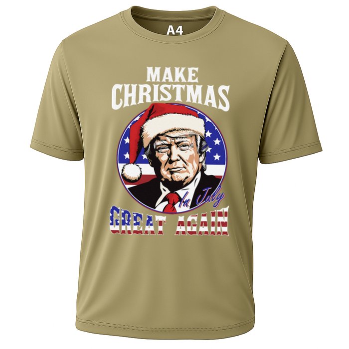 Make Christmas In July Great Again Trump 4th Of July Us Flag Cooling Performance Crew T-Shirt