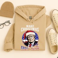 Make Christmas In July Great Again Trump 4th Of July Us Flag Hoodie