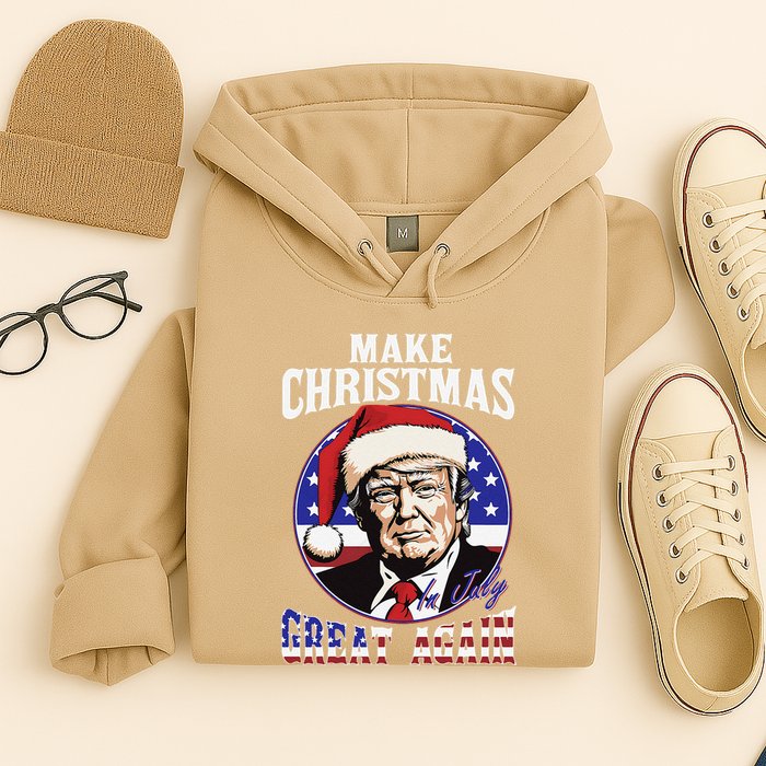 Make Christmas In July Great Again Trump 4th Of July Us Flag Hoodie