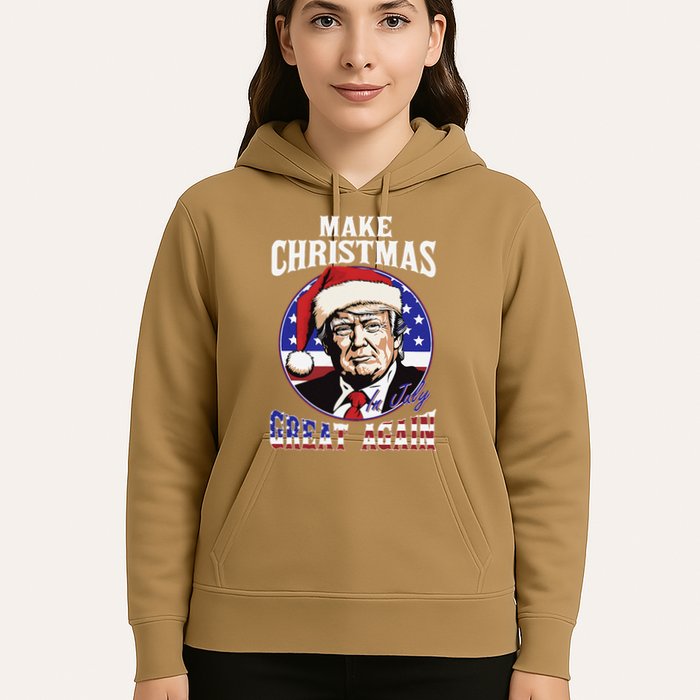 Make Christmas In July Great Again Trump 4th Of July Us Flag Hoodie