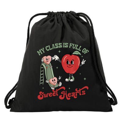 My Class Is Full Of Sweer Heart Apply 100 Days Of School Matching Group Lover Drawstring Bag