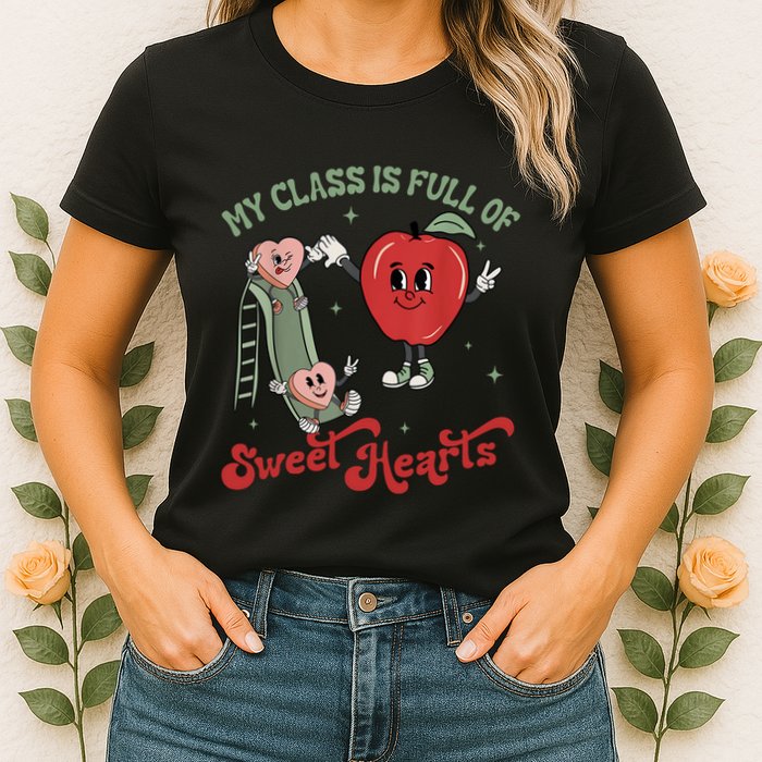 My Class Is Full Of Sweer Heart Apply 100 Days Of School Matching Group Lover Womens T-Shirt