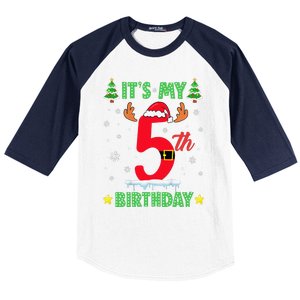 Merry Christmas ItS My 5th Birthday Xmas Baseball Sleeve Shirt