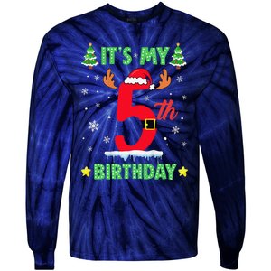 Merry Christmas ItS My 5th Birthday Xmas Tie-Dye Long Sleeve Shirt