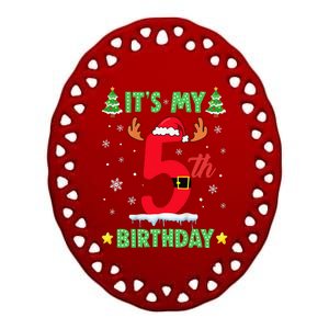 Merry Christmas ItS My 5th Birthday Xmas Ceramic Oval Ornament