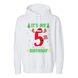 Merry Christmas ItS My 5th Birthday Xmas Garment-Dyed Fleece Hoodie