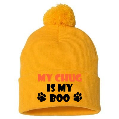 My Chug Is My Boo Halloween Dog Owner Gift Pom Pom 12in Knit Beanie