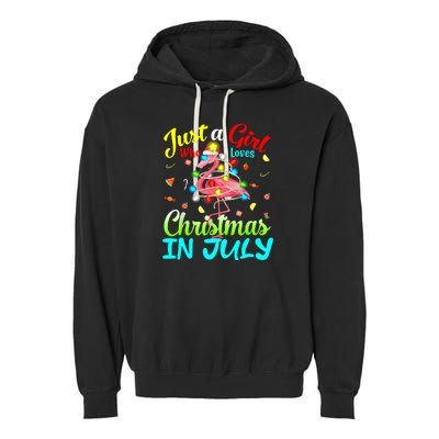 Merry Christmas In July Santa Beach Party Summer Vacation Garment-Dyed Fleece Hoodie