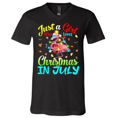 Merry Christmas In July Santa Beach Party Summer Vacation V-Neck T-Shirt