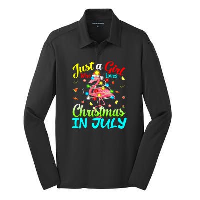 Merry Christmas In July Santa Beach Party Summer Vacation Silk Touch Performance Long Sleeve Polo