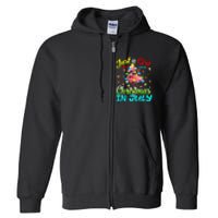 Merry Christmas In July Santa Beach Party Summer Vacation Full Zip Hoodie