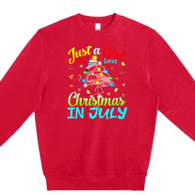 Merry Christmas In July Santa Beach Party Summer Vacation Premium Crewneck Sweatshirt