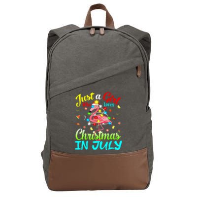 Merry Christmas In July Santa Beach Party Summer Vacation Cotton Canvas Backpack